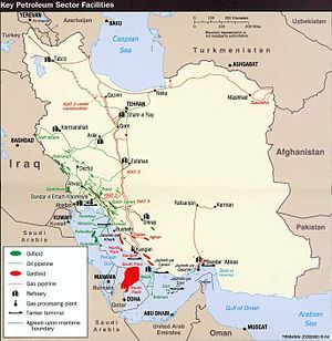 Quatar op de kaart rond de Perzische Golf